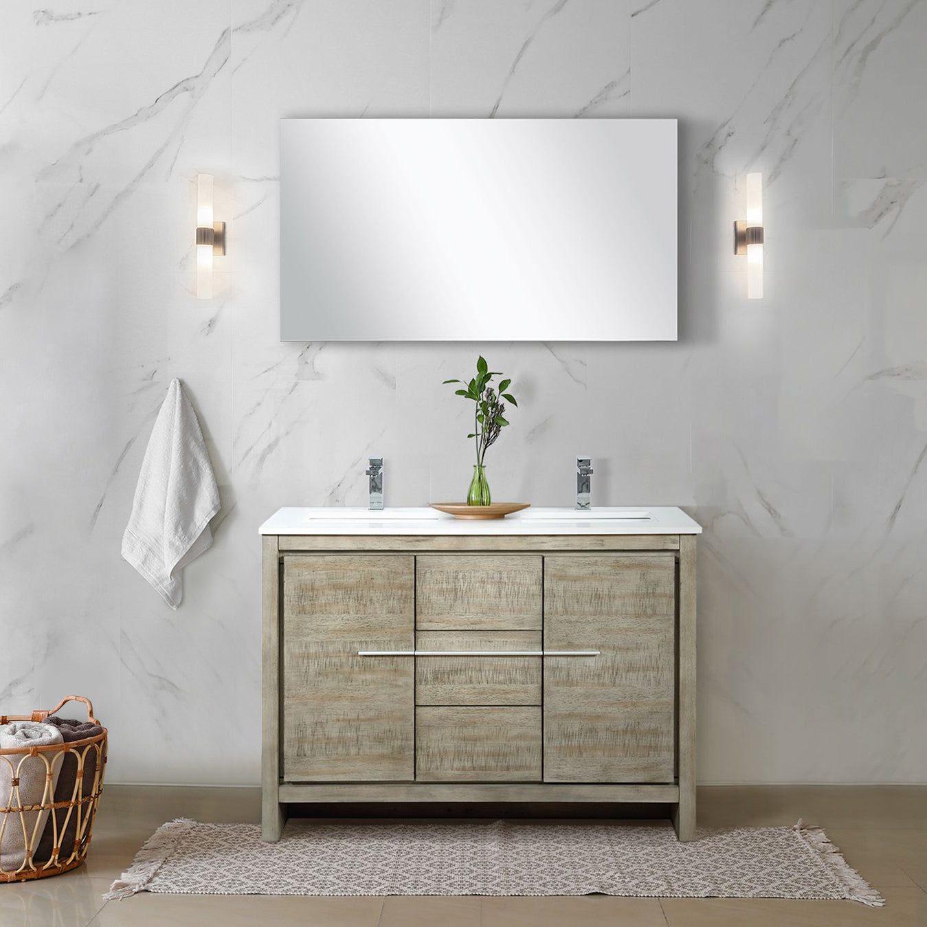 Lafarre 48 in W x 20 in D Rustic Acacia Double Bath Vanity