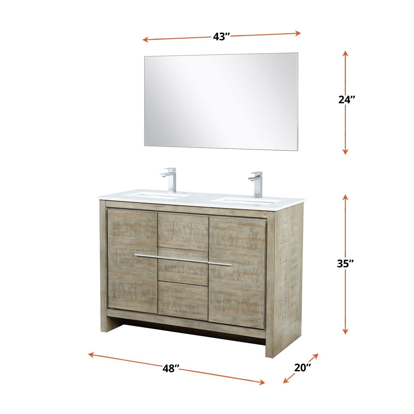 Lafarre 48 in W x 20 in D Rustic Acacia Double Bath Vanity