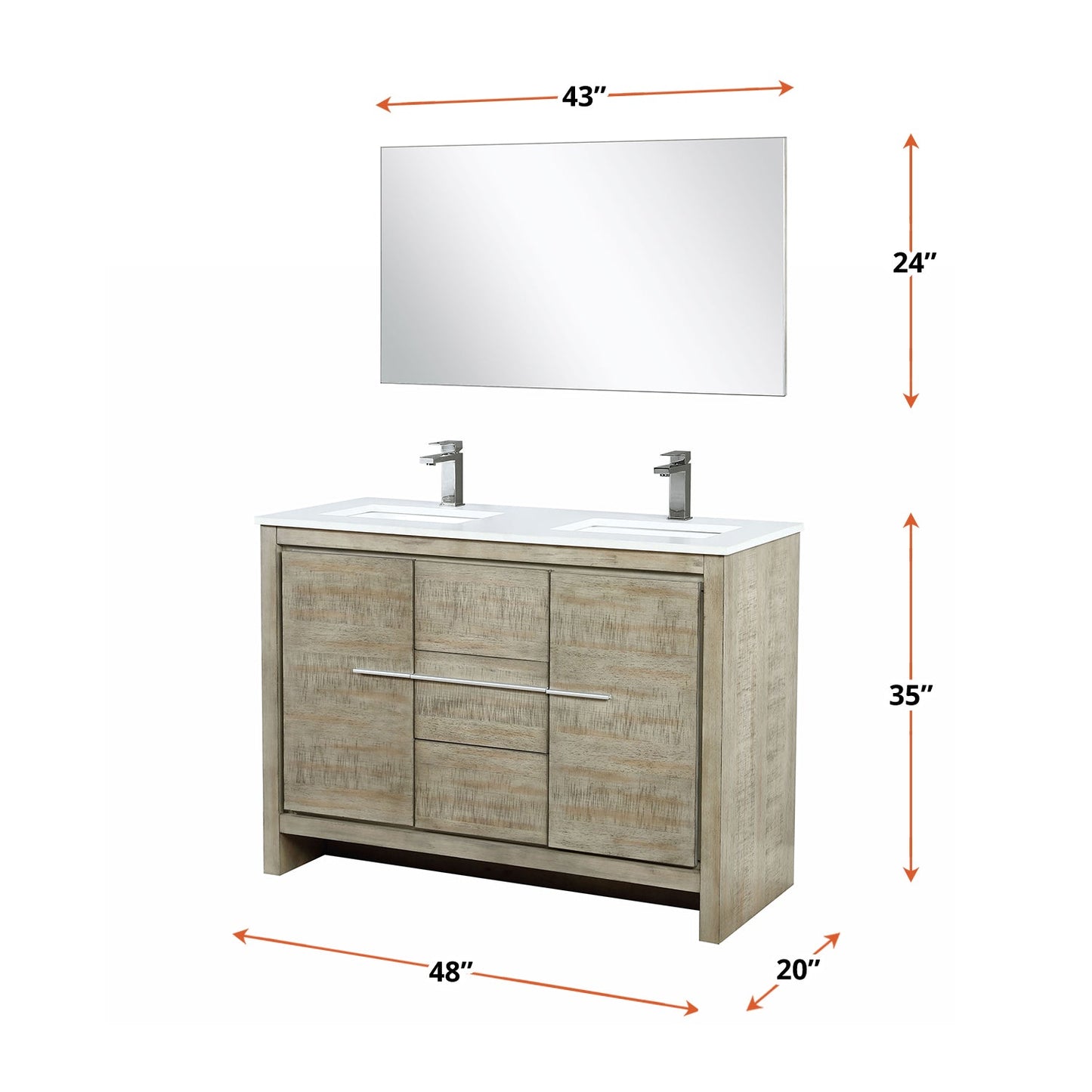Lafarre 48 in W x 20 in D Rustic Acacia Double Bath Vanity