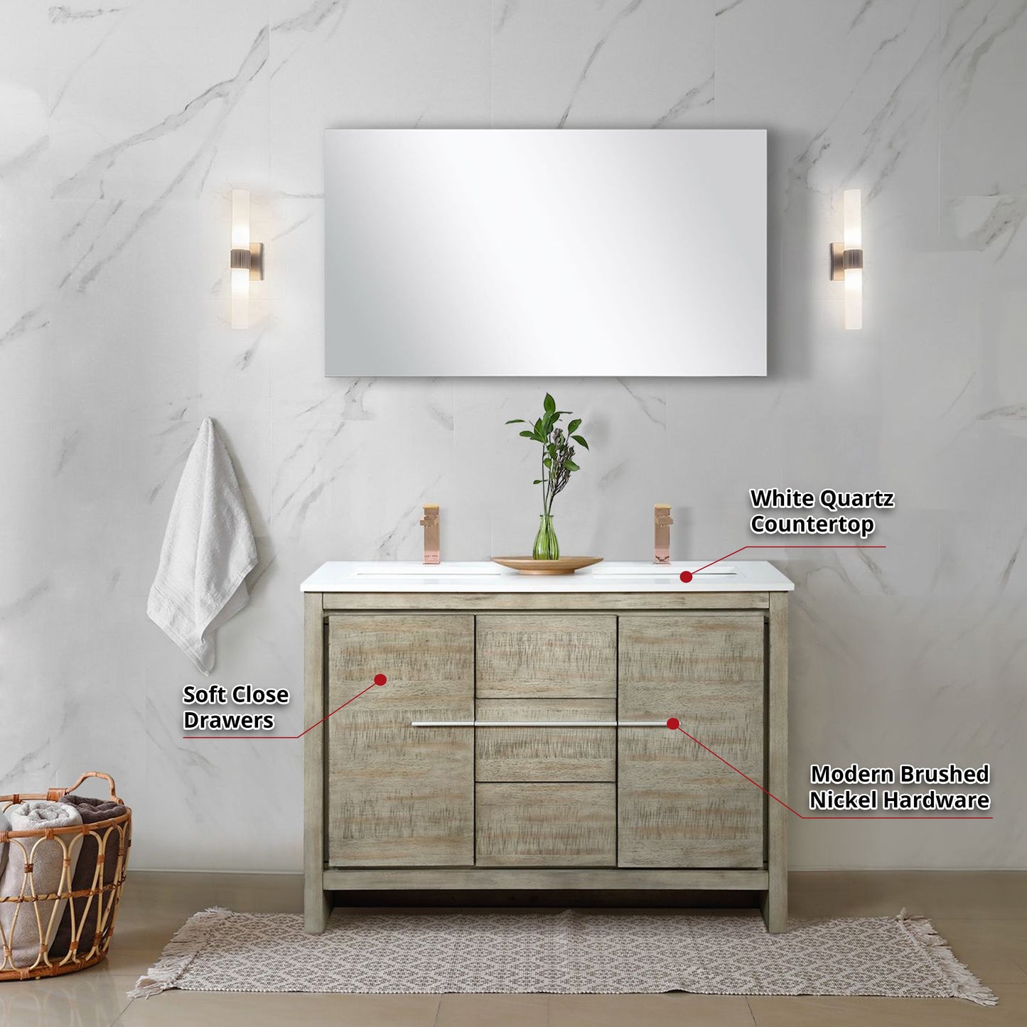 Lafarre 48 in W x 20 in D Rustic Acacia Double Bath Vanity