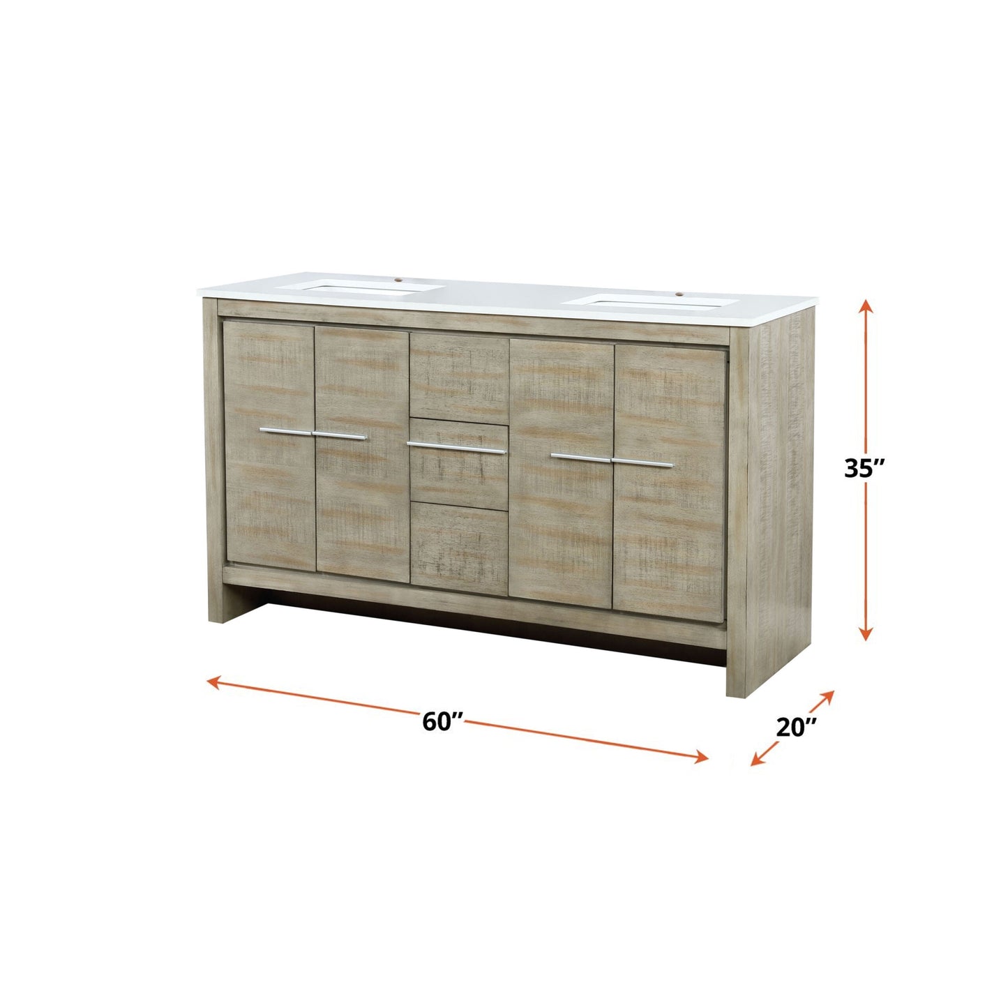Lafarre 60 in W x 20 in D Rustic Acacia Double Bath Vanity