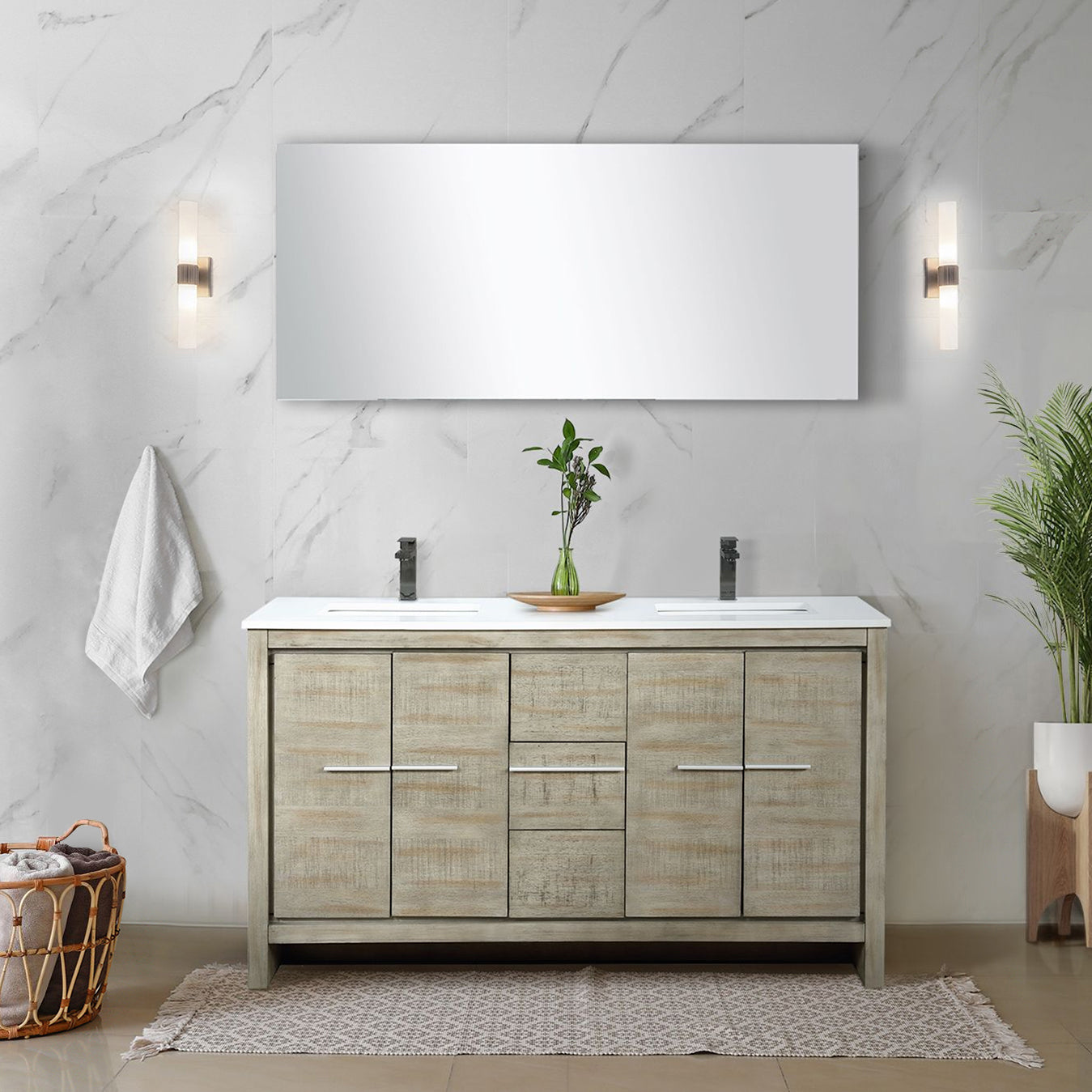 Lafarre 60 in W x 20 in D Rustic Acacia Double Bath Vanity