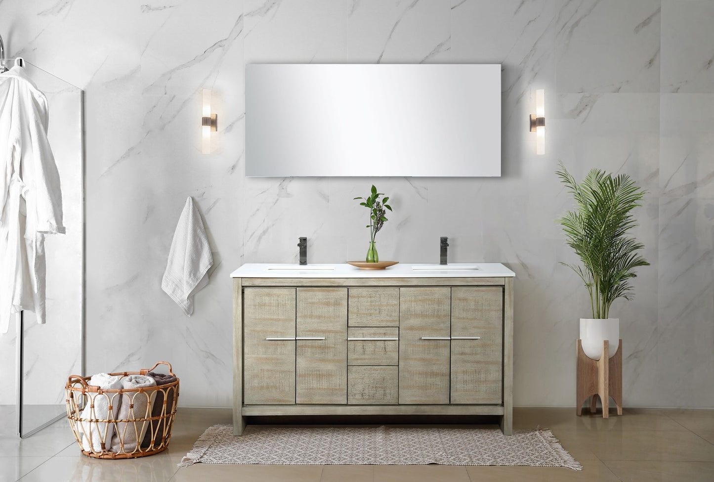 Lafarre 60 in W x 20 in D Rustic Acacia Double Bath Vanity