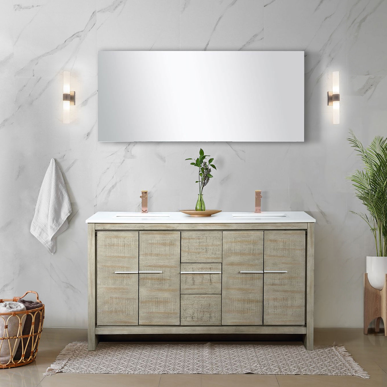 Lafarre 60 in W x 20 in D Rustic Acacia Double Bath Vanity