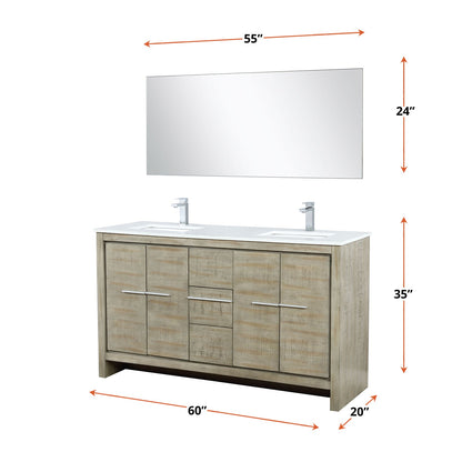 Lafarre 60 in W x 20 in D Rustic Acacia Double Bath Vanity