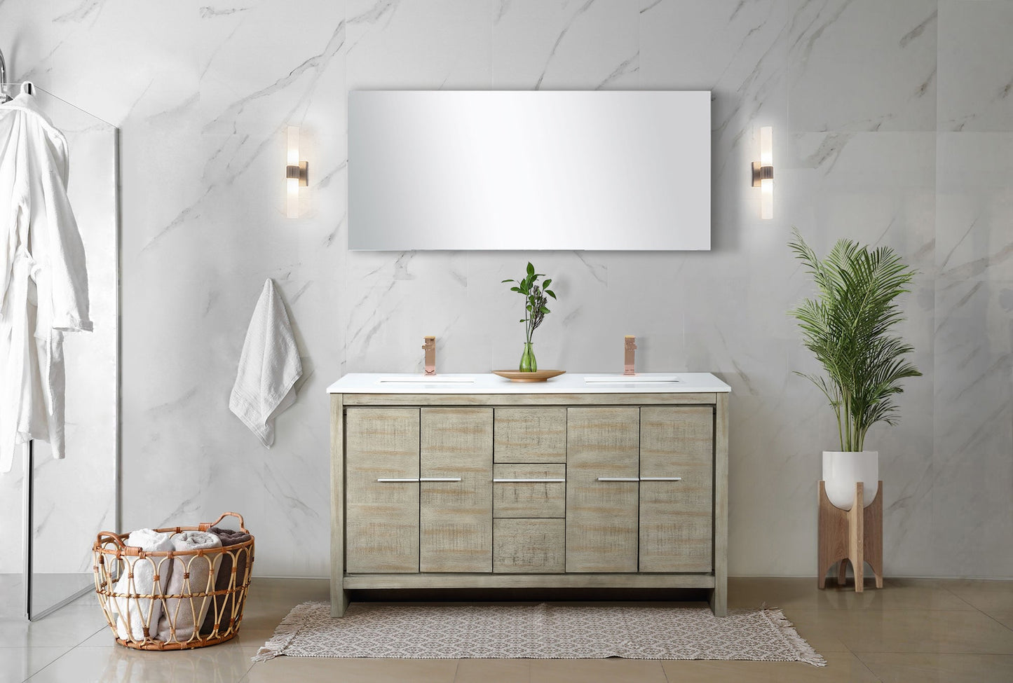 Lafarre 60 in W x 20 in D Rustic Acacia Double Bath Vanity