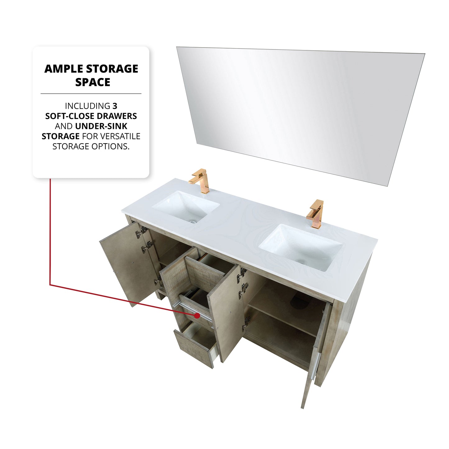Lafarre 60 in W x 20 in D Rustic Acacia Double Bath Vanity