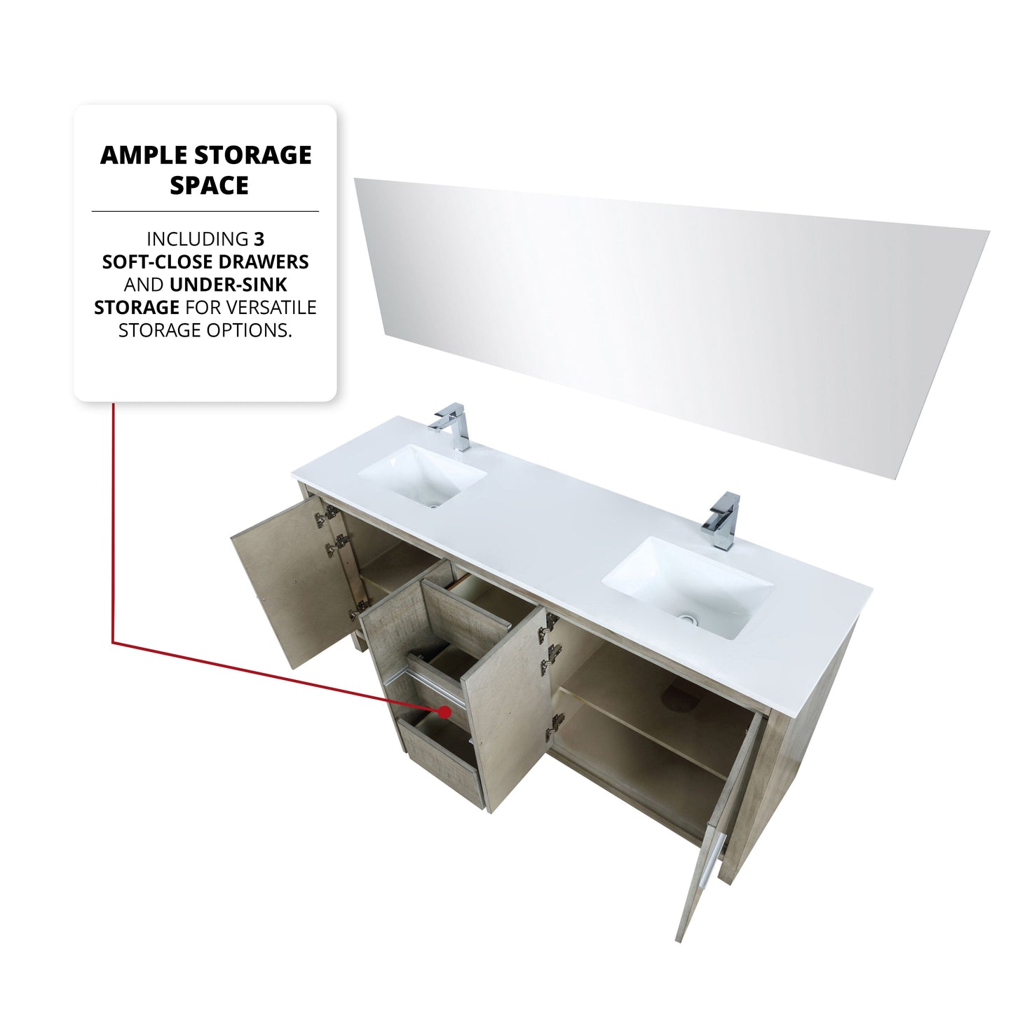 Lafarre 72 in W x 20 in D Rustic Acacia Double Bath Vanity