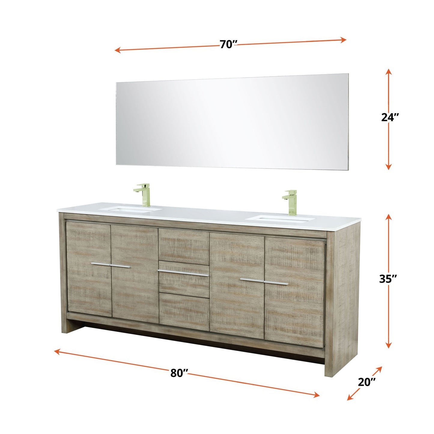 Lafarre 80 in W x 20 in D Rustic Acacia Double Bath Vanity