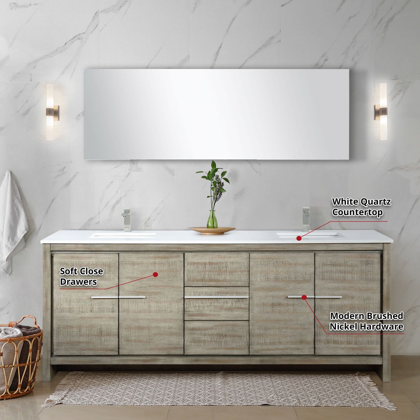 Lafarre 80 in W x 20 in D Rustic Acacia Double Bath Vanity