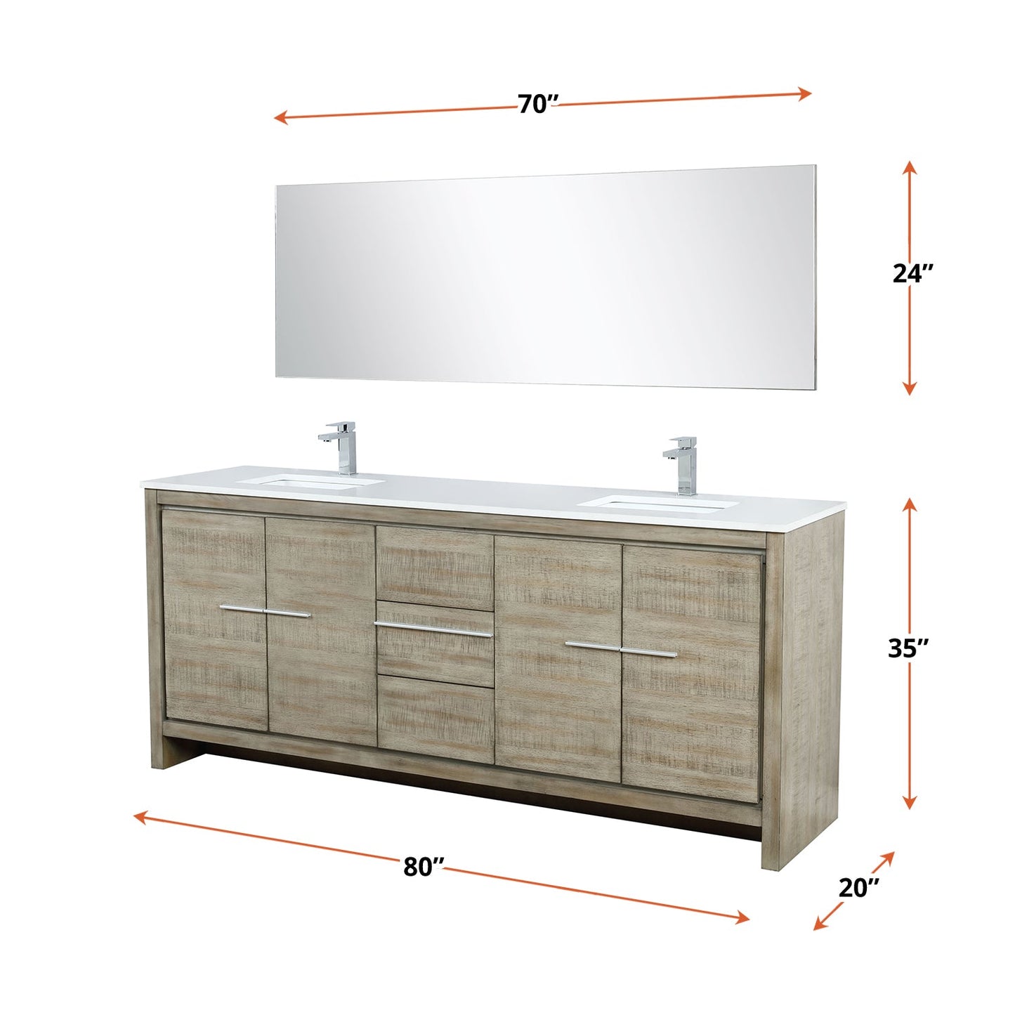Lafarre 80 in W x 20 in D Rustic Acacia Double Bath Vanity