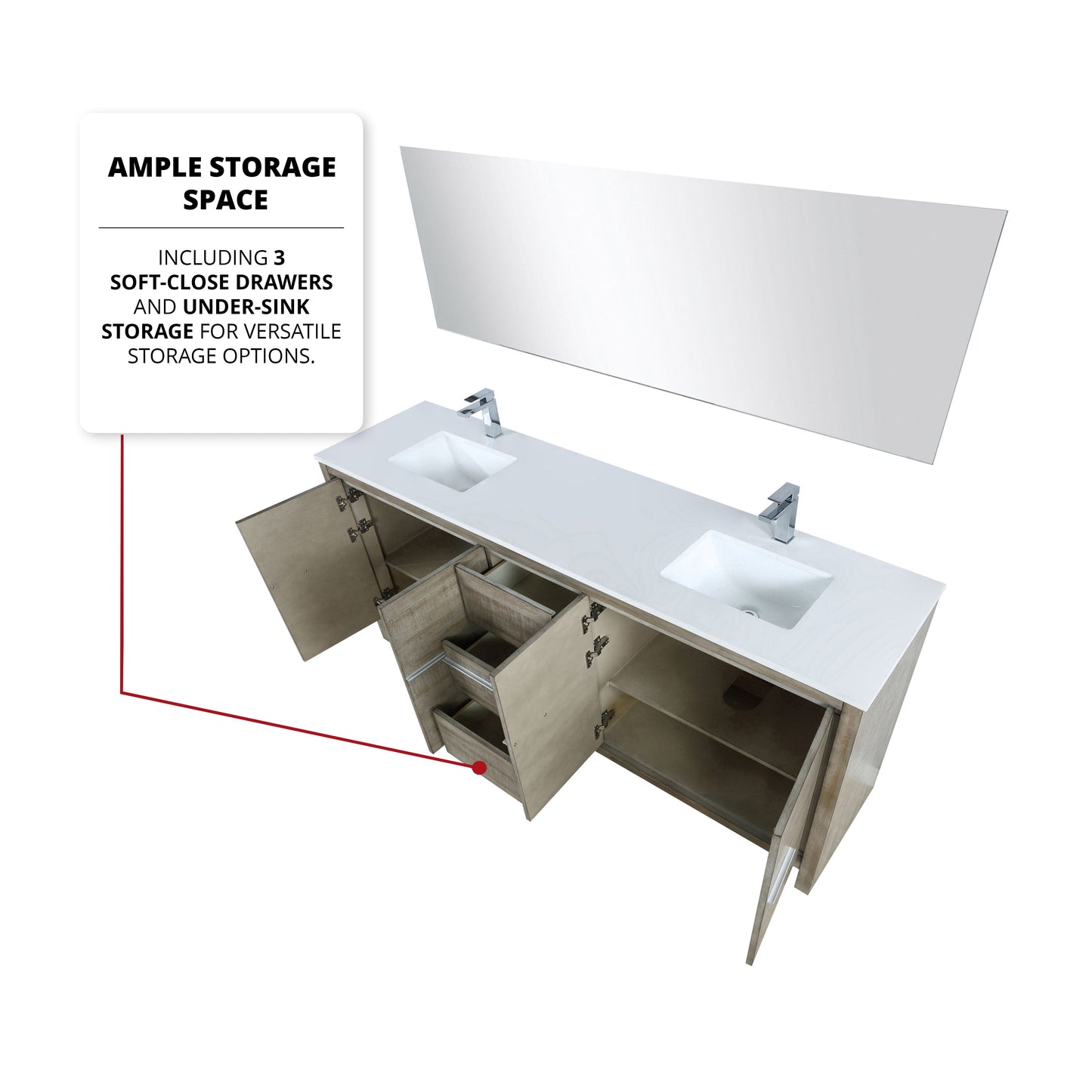 Lafarre 80 in W x 20 in D Rustic Acacia Double Bath Vanity