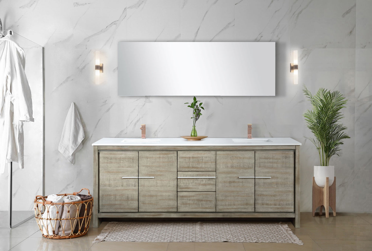 Lafarre 80 in W x 20 in D Rustic Acacia Double Bath Vanity