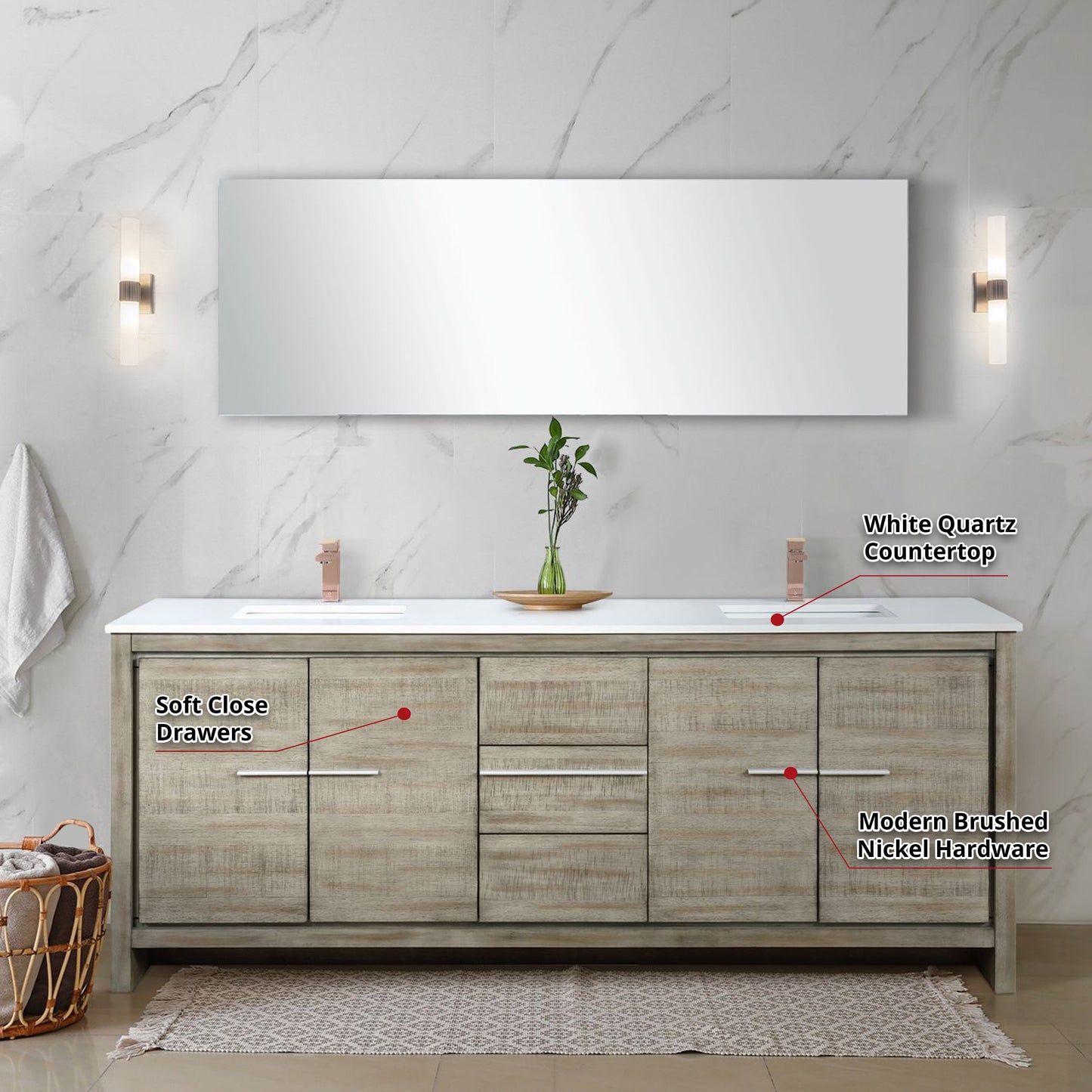 Lafarre 80 in W x 20 in D Rustic Acacia Double Bath Vanity