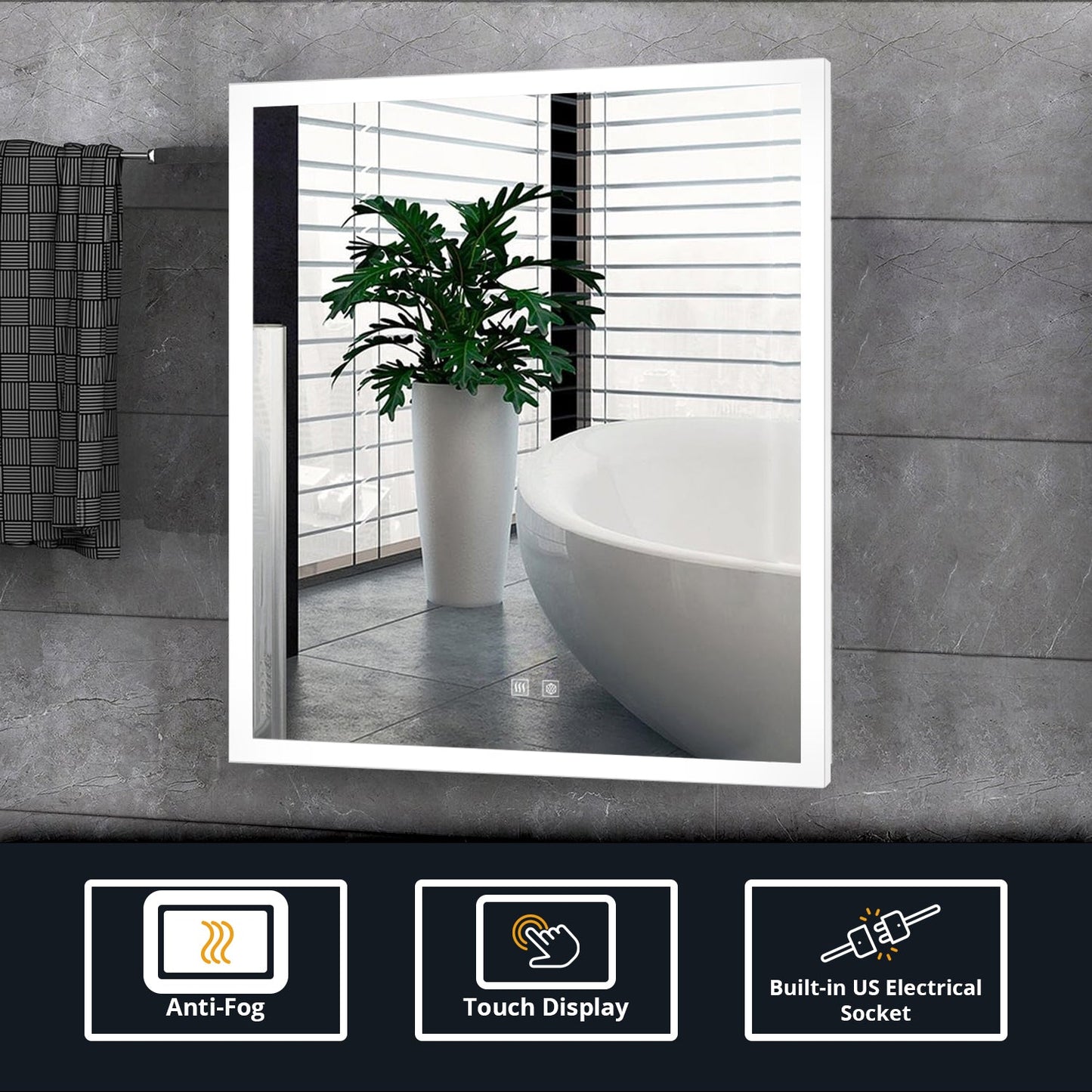 Aurorium 24 in. W x 28 in. H LED Bathroom Vanity Mirror