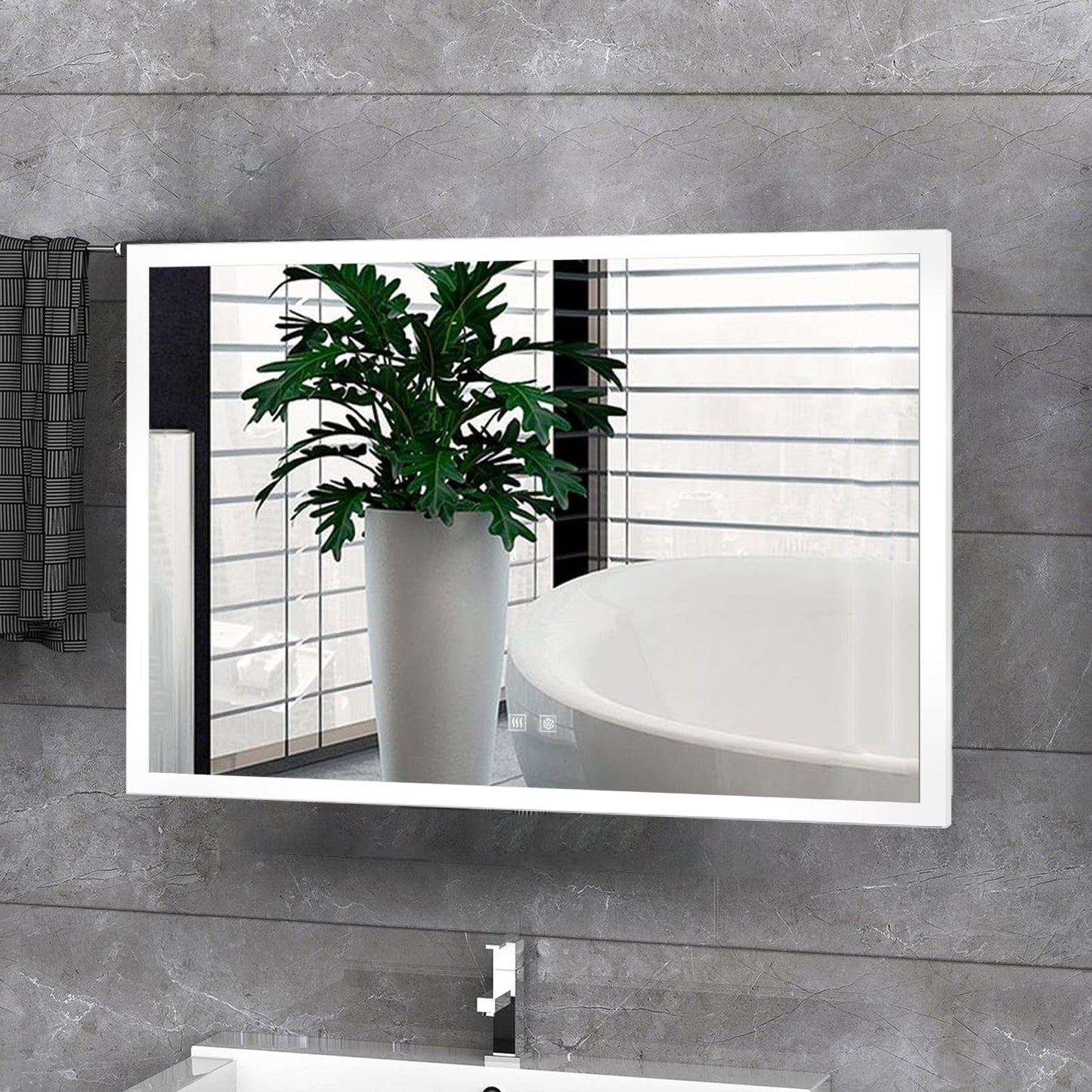 Aurorium 32 in. W x 24 in. H LED Bathroom Vanity Mirror