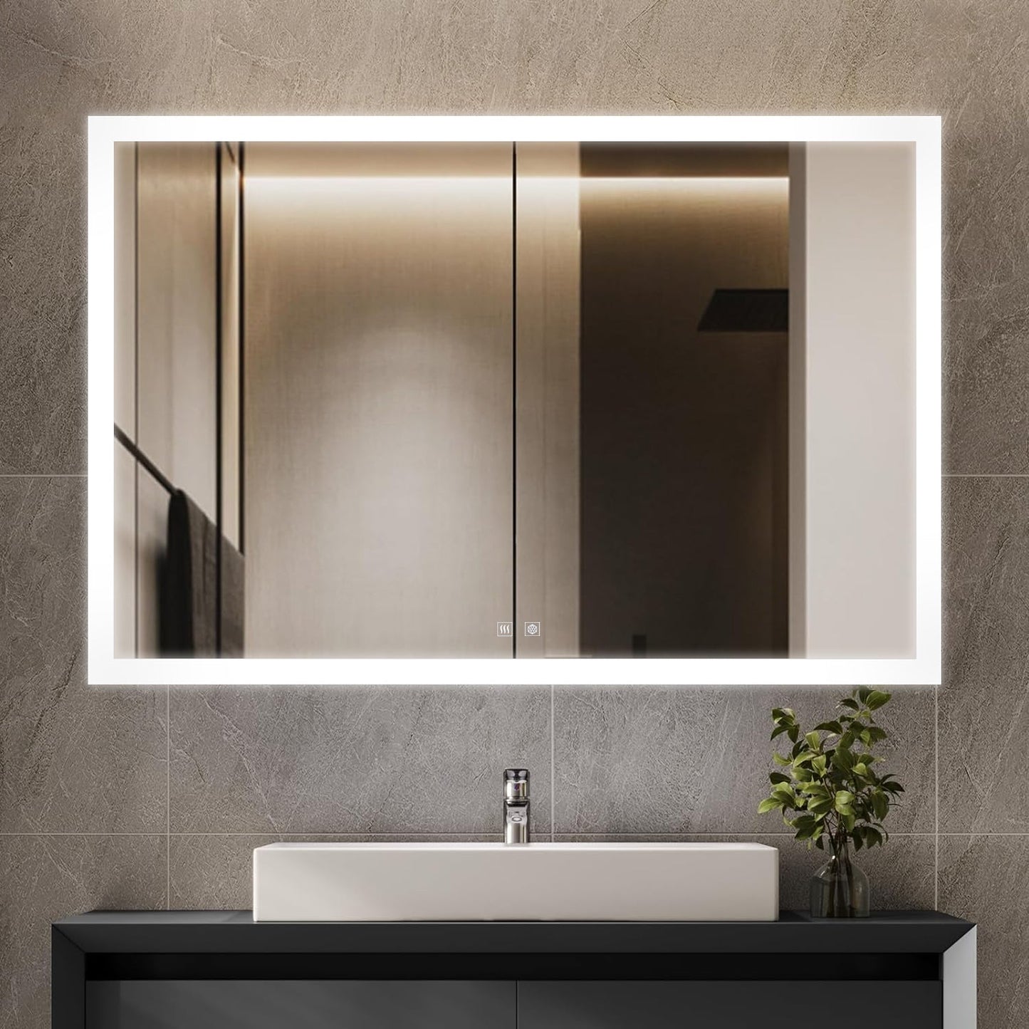 Aurorium 48 in. W x 32 in. H LED Bathroom Vanity Mirror