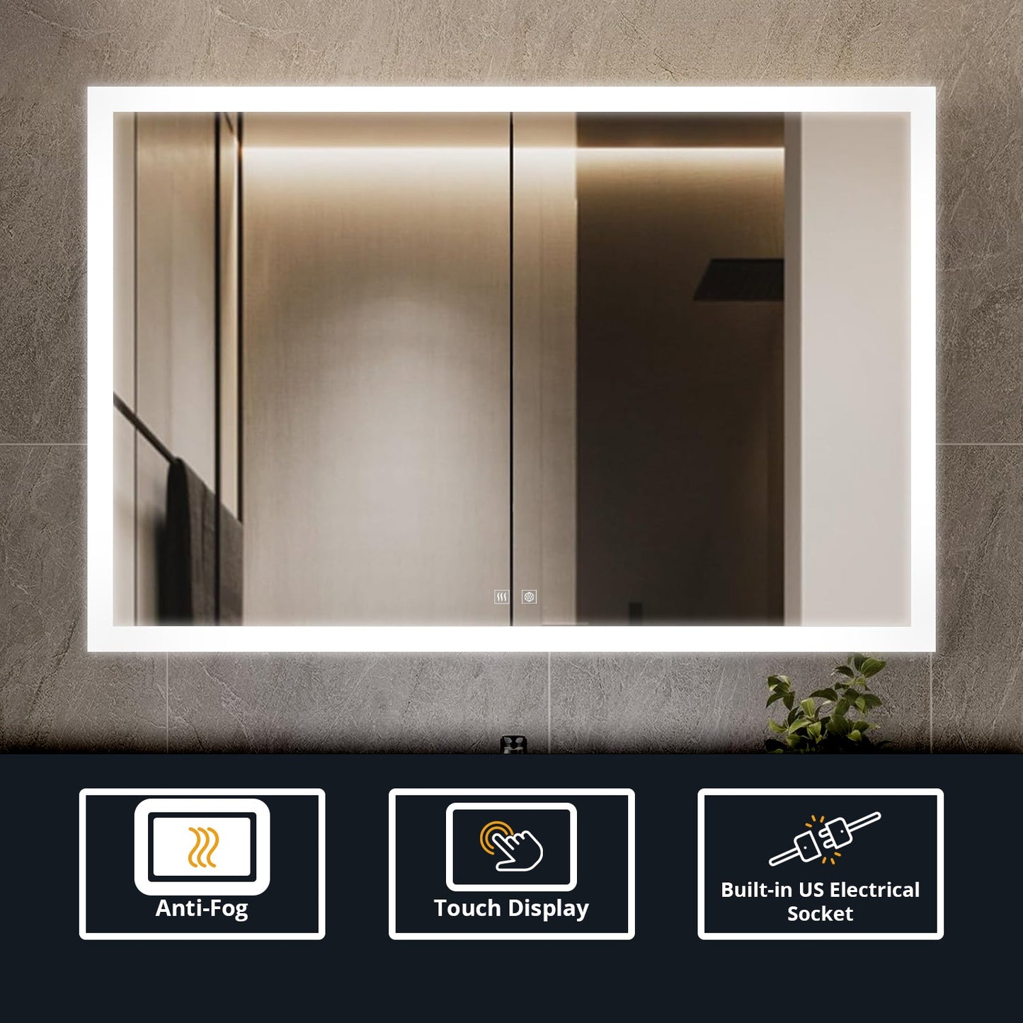 Aurorium 48 in. W x 32 in. H LED Bathroom Vanity Mirror