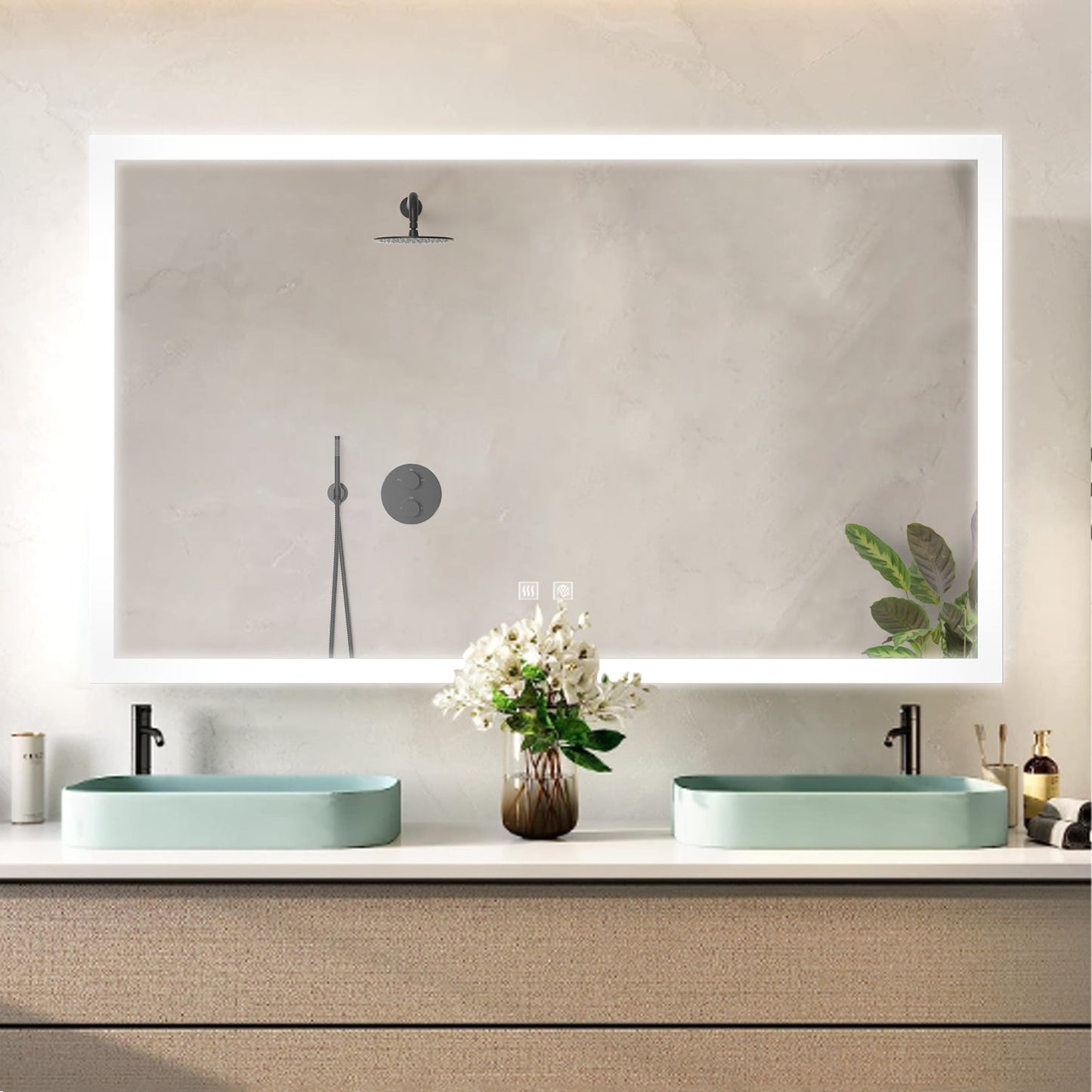 Aurorium 60 in. W x 32 in. H LED Bathroom Vanity Mirror