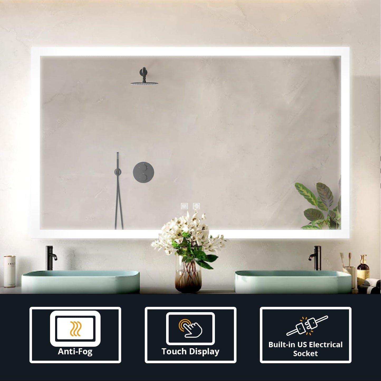 Aurorium 60 in. W x 32 in. H LED Bathroom Vanity Mirror