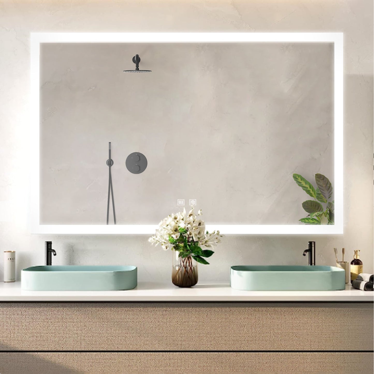 Aurorium 60 in. W x 36 in. H LED Bathroom Vanity Mirror