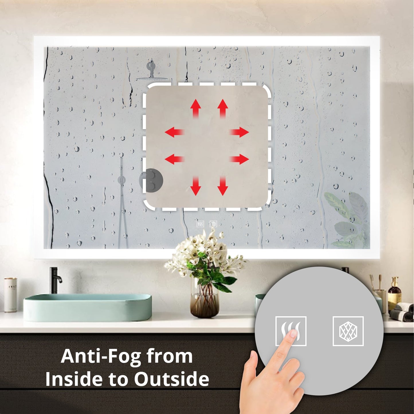 Aurorium 60 in. W x 36 in. H LED Bathroom Vanity Mirror