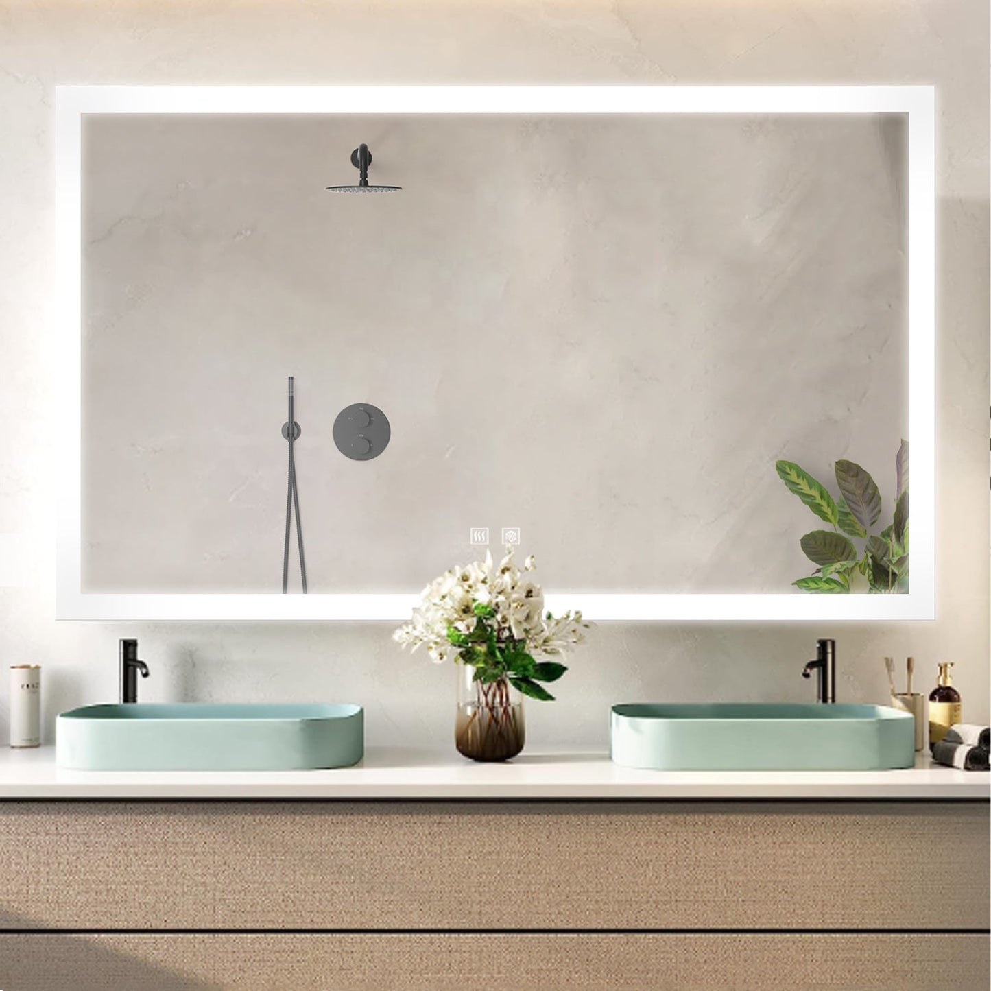 Aurorium 72 in. W x 36 in. H LED Bathroom Vanity Mirror