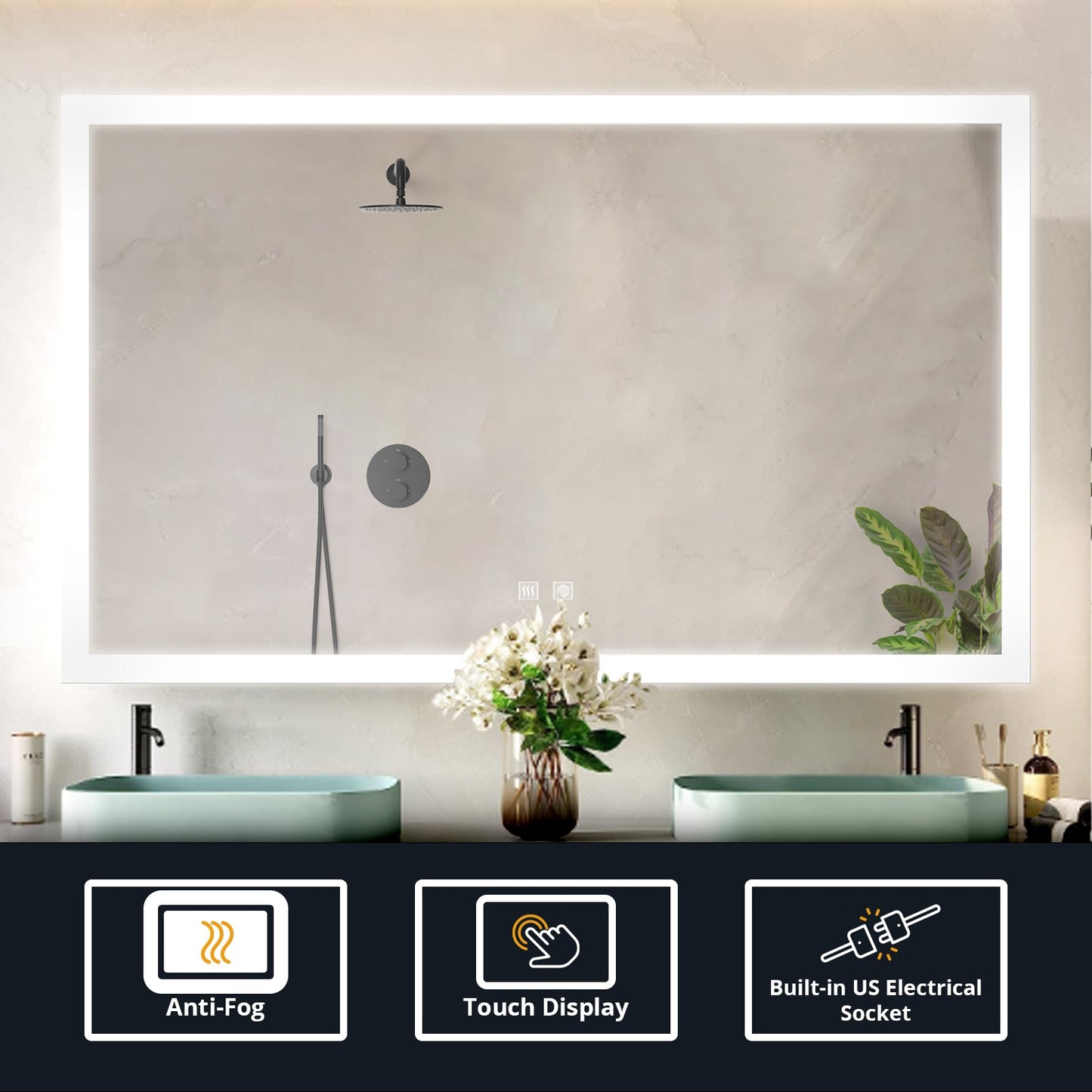 Aurorium 72 in. W x 36 in. H LED Bathroom Vanity Mirror