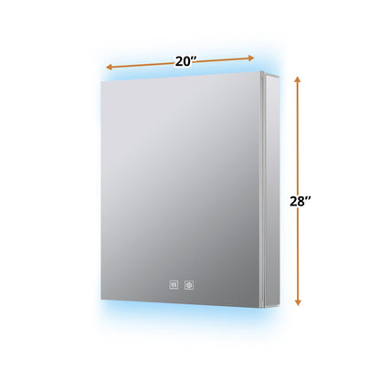 Corsica 20 in W x 28 in H Surface-Mount LED Mirror Medicine Cabinet with Defogger