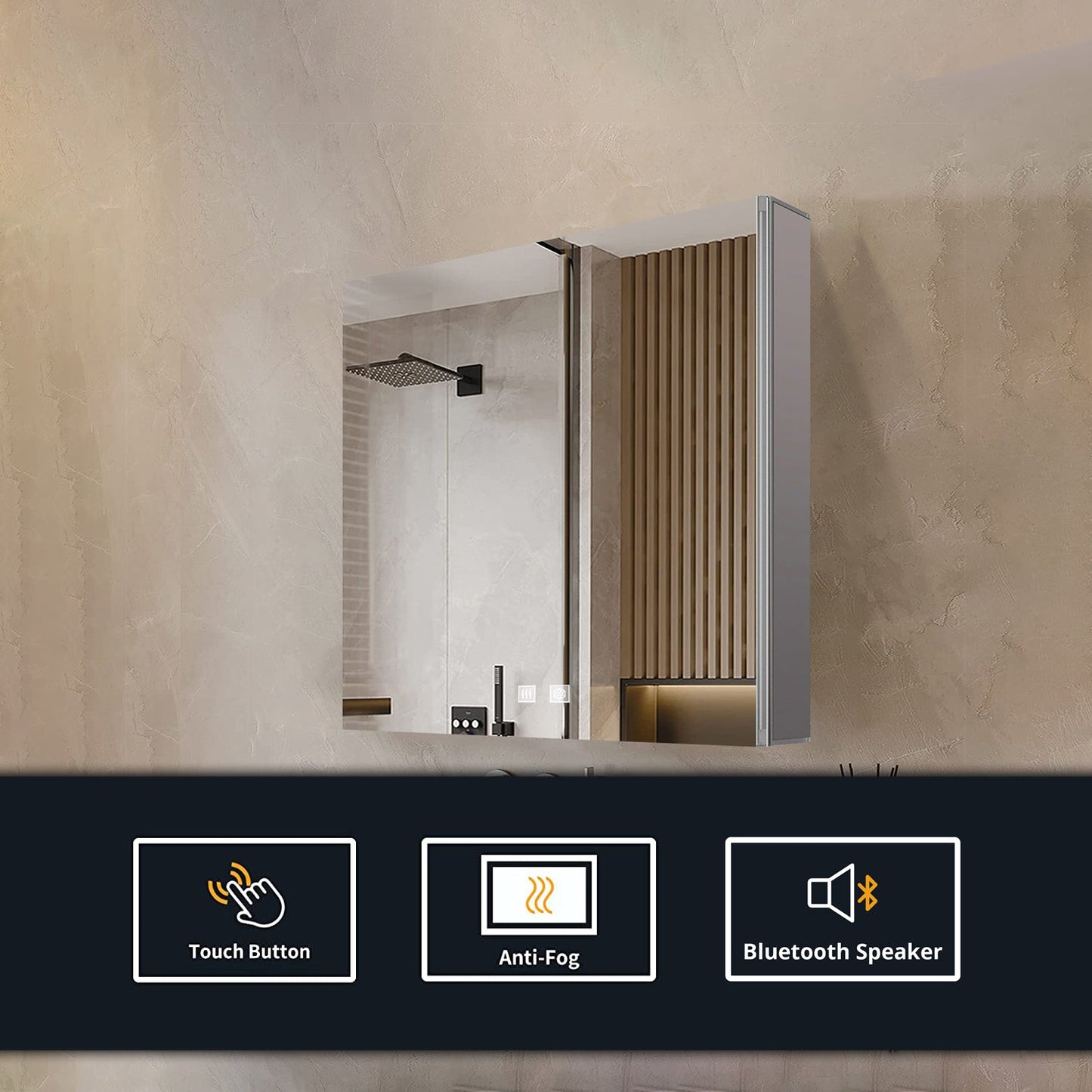 Corsica 20 in W x 28 in H Surface-Mount LED Mirror Medicine Cabinet with Defogger