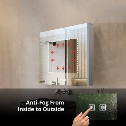 Corsica 20 in W x 28 in H Surface-Mount LED Mirror Medicine Cabinet with Defogger