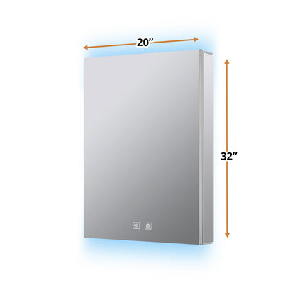 Corsica 20 in W x 32 in H Surface-Mount LED Mirror Medicine Cabinet with Defogger