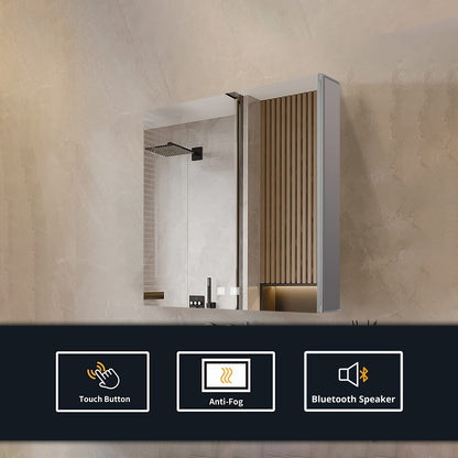Corsica 20 in W x 32 in H Surface-Mount LED Mirror Medicine Cabinet with Defogger