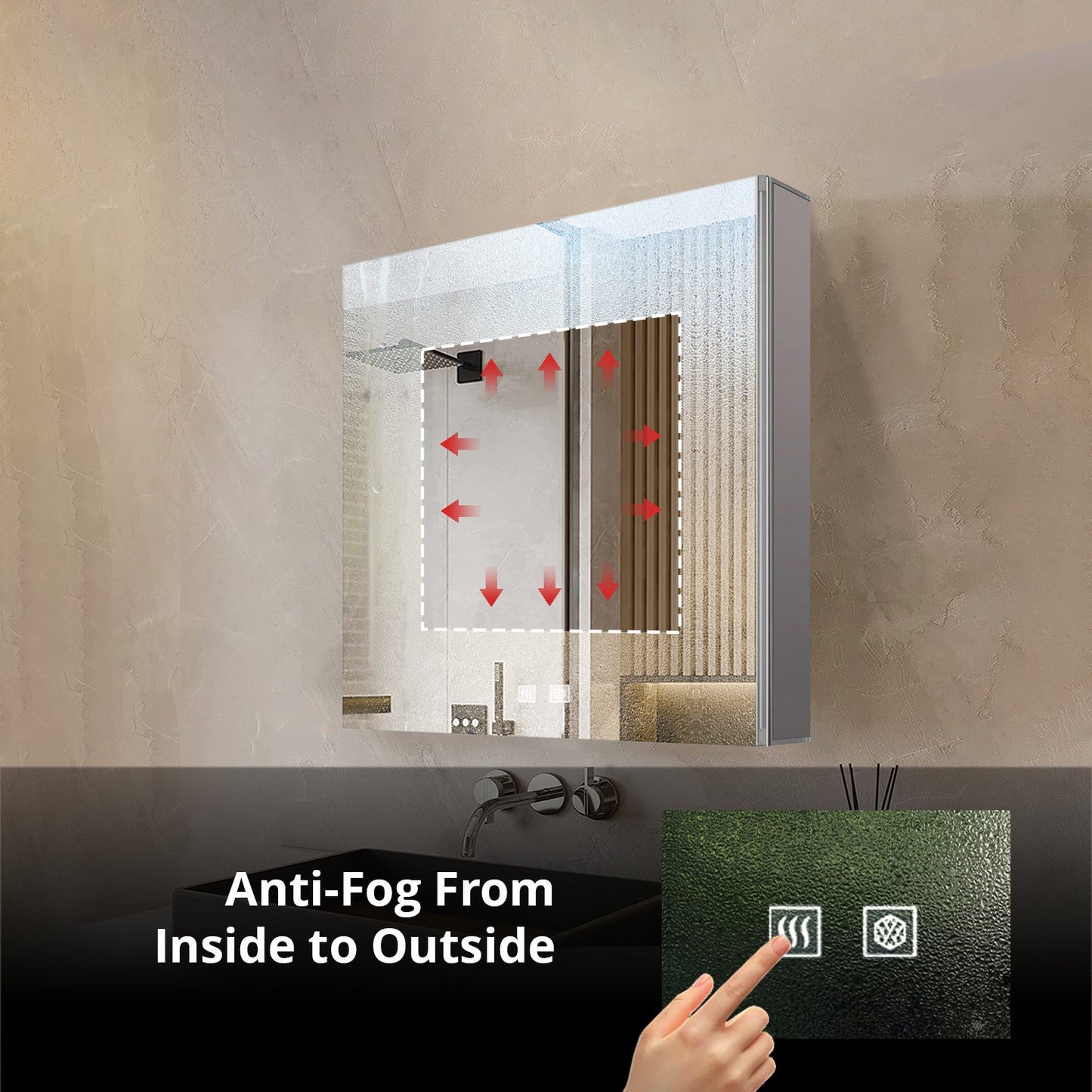 Corsica 20 in W x 32 in H Surface-Mount LED Mirror Medicine Cabinet with Defogger