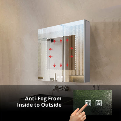 Corsica 20 in W x 32 in H Surface-Mount LED Mirror Medicine Cabinet with Defogger