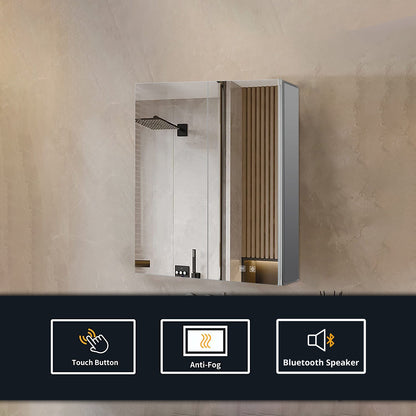 Corsica 24 in W x 32 in H Surface-Mount LED Mirror Medicine Cabinet with Defogger