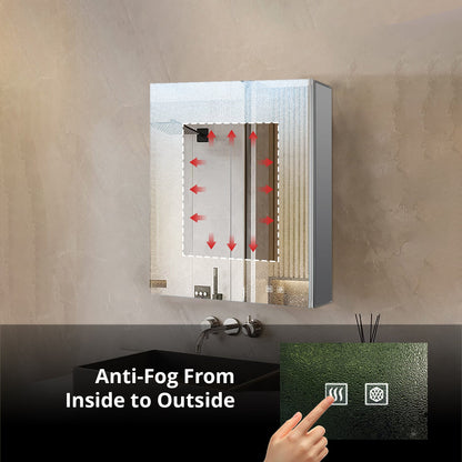 Corsica 24 in W x 32 in H Surface-Mount LED Mirror Medicine Cabinet with Defogger