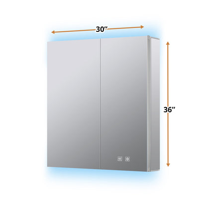 Corsica 30 in W x 36 in H Surface-Mount LED Mirror Medicine Cabinet with Defogger