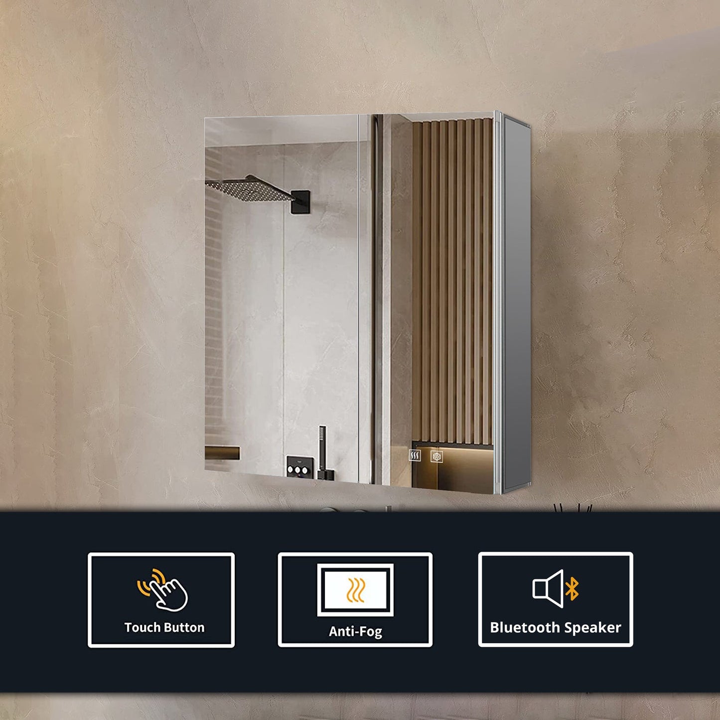 Corsica 30 in W x 36 in H Surface-Mount LED Mirror Medicine Cabinet with Defogger
