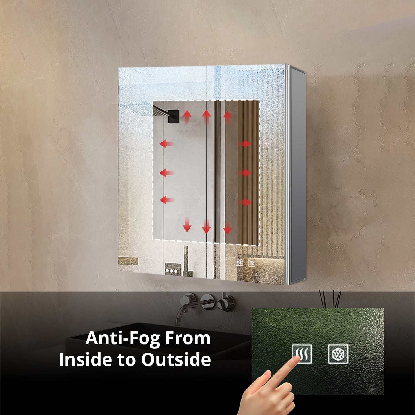 Corsica 30 in W x 36 in H Surface-Mount LED Mirror Medicine Cabinet with Defogger