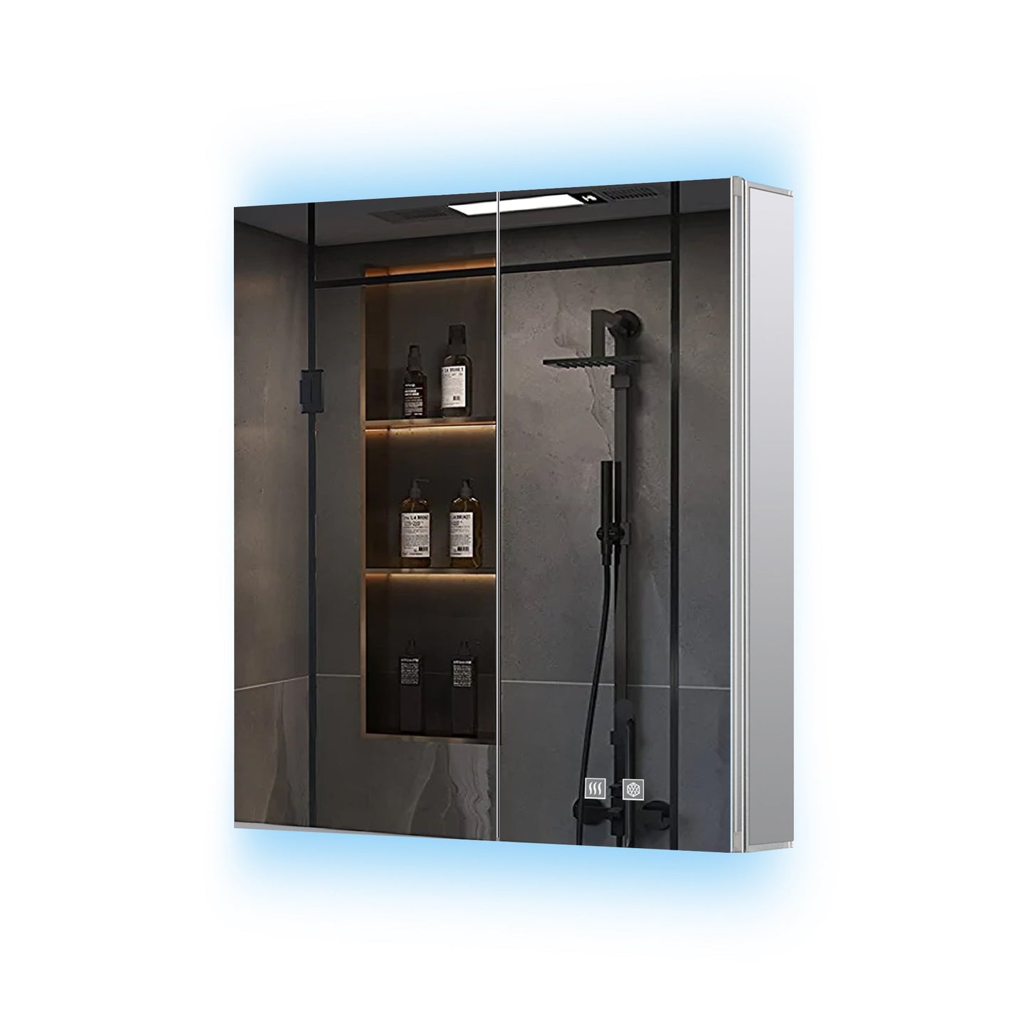 Corsica 30 in W x 36 in H Surface-Mount LED Mirror Medicine Cabinet with Defogger