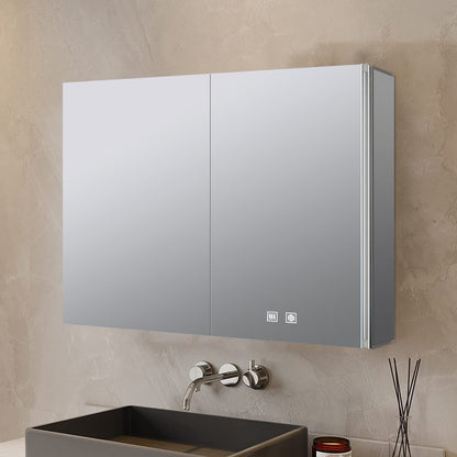 Corsica 36 in W x 28 in H Surface-Mount LED Mirror Medicine Cabinet with Defogger