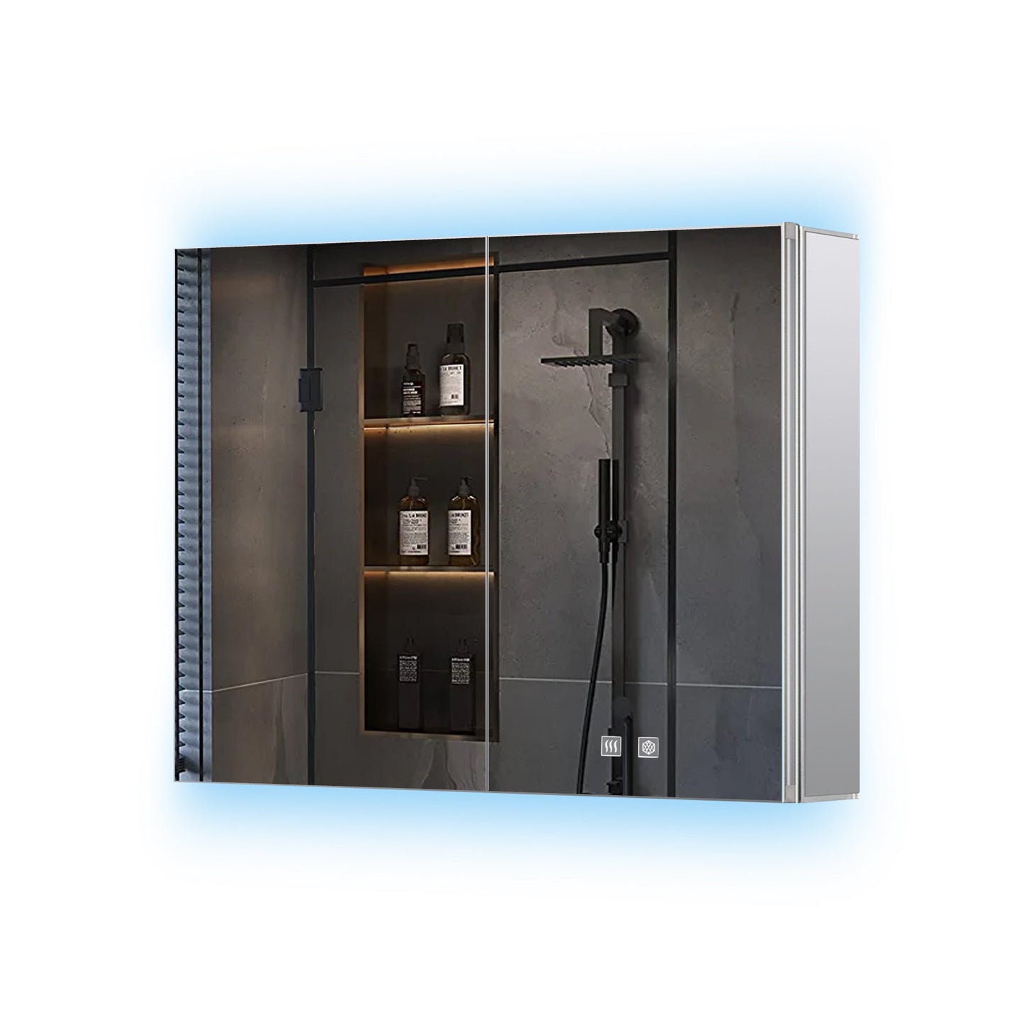 Corsica 36 in W x 28 in H Surface-Mount LED Mirror Medicine Cabinet with Defogger