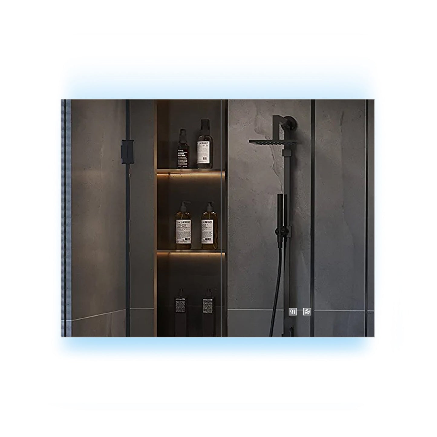 Corsica 36 in W x 28 in H Surface-Mount LED Mirror Medicine Cabinet with Defogger