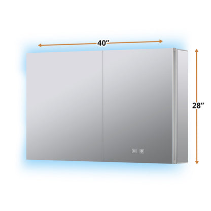 Corsica 40 in W x 28 in H Surface-Mount LED Mirror Medicine Cabinet with Defogger