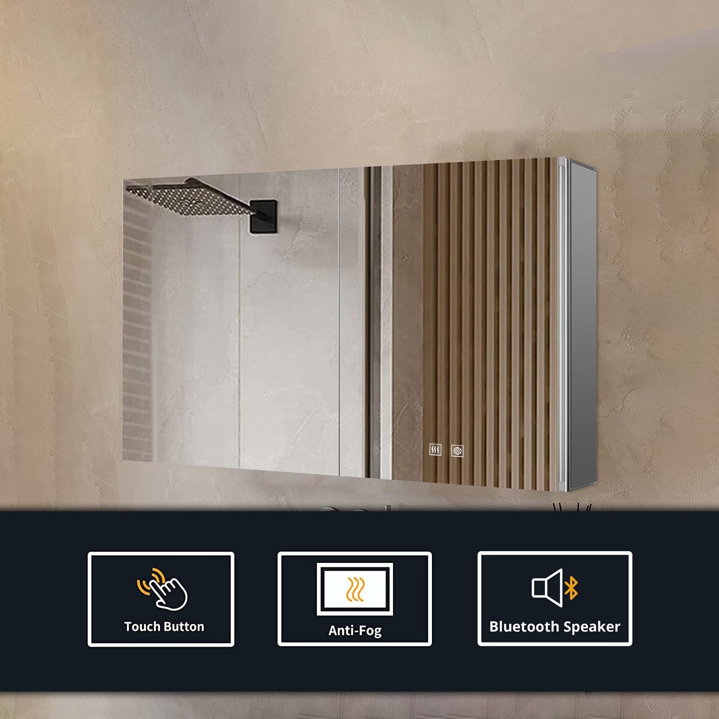 Corsica 40 in W x 28 in H Surface-Mount LED Mirror Medicine Cabinet with Defogger