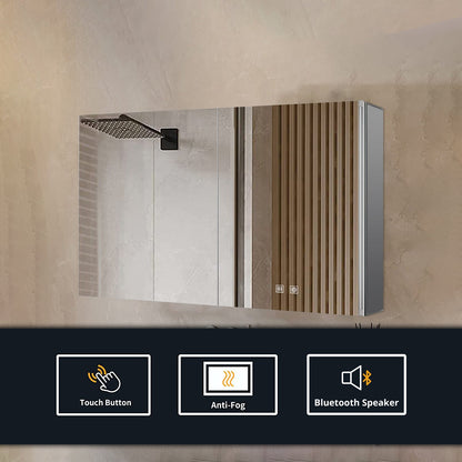 Corsica 40 in W x 28 in H Surface-Mount LED Mirror Medicine Cabinet with Defogger