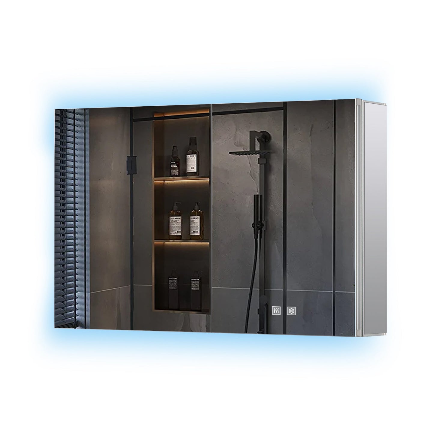 Corsica 40 in W x 28 in H Surface-Mount LED Mirror Medicine Cabinet with Defogger