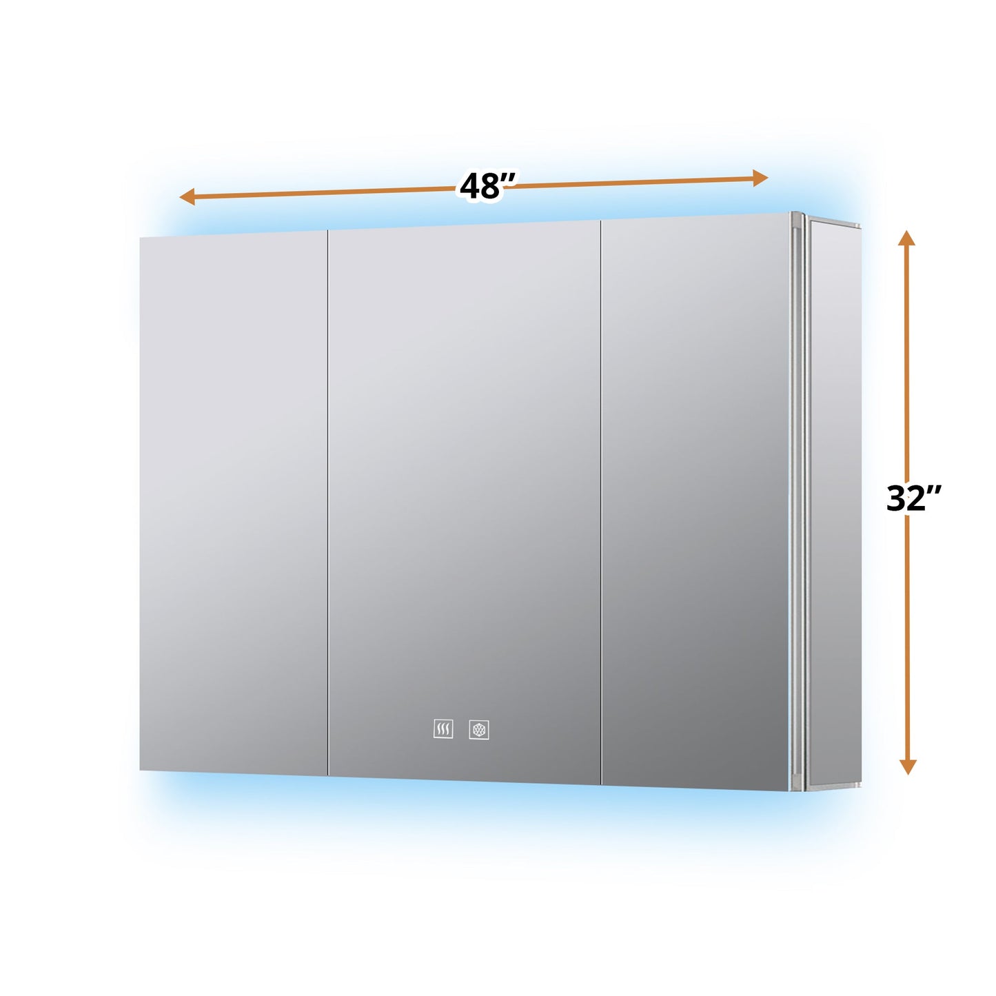 Corsica 48 in W x 32 in H Surface-Mount LED Mirror Medicine Cabinet with Defogger