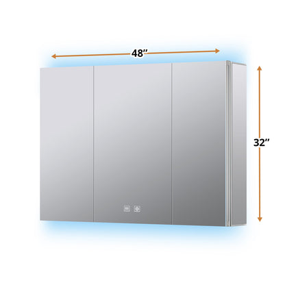 Corsica 48 in W x 32 in H Surface-Mount LED Mirror Medicine Cabinet with Defogger